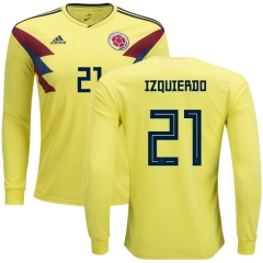 Colombia 2018 World Cup JOSE IZQUIERDO 21 Long Sleeve Home Soccer Jersey Shirt