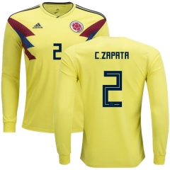 Colombia 2018 World Cup CRISTIAN ZAPATA 2 Long Sleeve Home Soccer Jersey Shirt