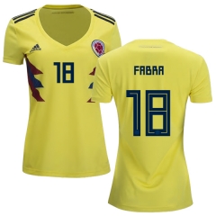 Women Colombia 2018 World Cup FRANK FABRA 18 Home Soccer Jersey Shirt