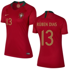 Women Portugal 2018 World Cup RUBEN DIAS 13 Home Soccer Jersey Shirt