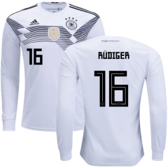 Germany 2018 World Cup ANTONIO RUDIGER 16 Home Long Sleeve Soccer Jersey Shirt