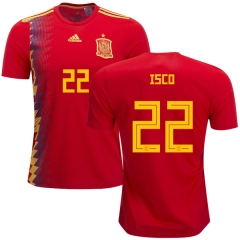 Spain 2018 World Cup ISCO 22 Home Soccer Jersey Shirt