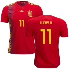 Spain 2018 World Cup LUCAS VAZQUEZ 11 Home Soccer Jersey Shirt