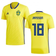 Sweden 2018 World Cup PONTUS JANSSON 18 Home Shirt Soccer Shirt