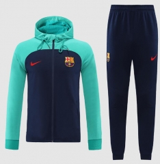 22-23 Barcelona Navy Green Training Hoodie Jacket and Pants