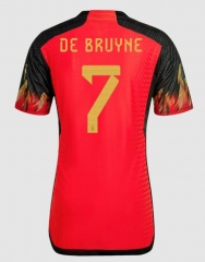 De Bruyne #7 Player Version 2022 World Cup Belgium Home Soccer Jersey Shirt
