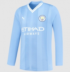 Long Sleeve 23-24 Manchester City Home Soccer Jersey Shirt