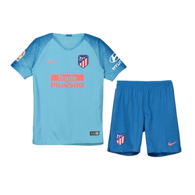 18-19 Atletico Madrid Away Children Soccer Jersey Kit Shirt + Shorts