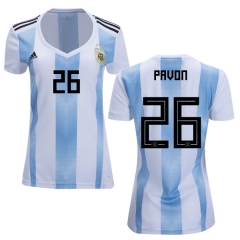 Women Argentina 2018 FIFA World Cup Home Cristian Pavon #26 Jersey Shirt