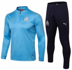 18-19 Olympique Marseille Light Blue Training Suit (Sweat Shirt+Trouser)