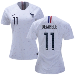 Women France 2018 World Cup OUSMANE DEMBELE 11 Away Soccer Jersey Shirt