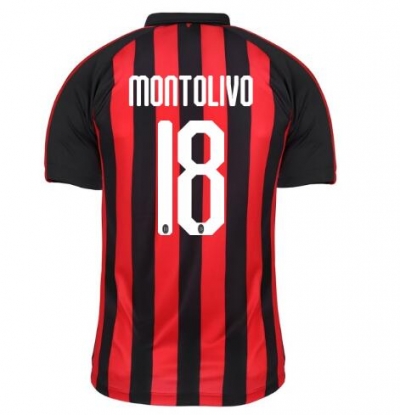 18-19 AC Milan MONTOLIVO 18 Home Soccer Jersey Shirt