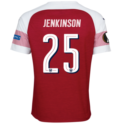 18-19 Arsenal Carl Jenkinson 25 UEFA Europa Home Soccer Jersey Shirt