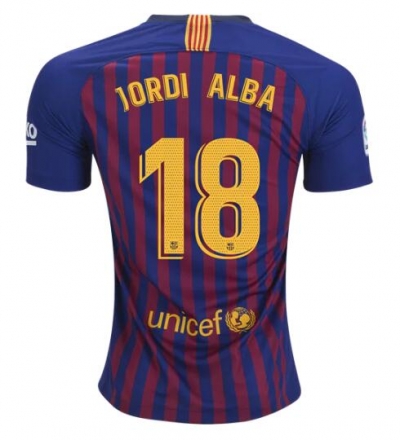 18-19 Barcelona Home Jordi Alba 18 Soccer Jersey Shirt