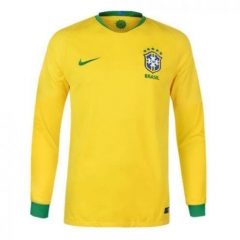 Brazil 2018 World Cup Home Long Sleeve Soccer Jersey Shirt