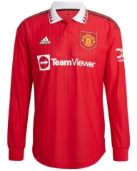 Player Version Long Sleeve 22-23 Manchester United Home Soccer Jersey Shirt