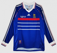 Retro Long Sleeve 1998 France Home Soccer Jersey Shirt