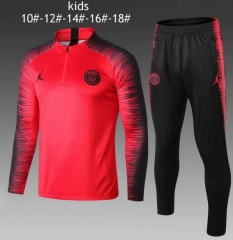 18-19 Children PSG x Jordan Red Stripe Jacket + Pants Training Suit