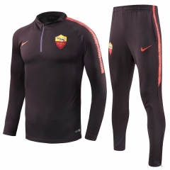 18-19 Roma Black Training Suit (Zipper Shirt+Trouser)