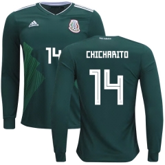 Mexico 2018 World Cup Home JAVIER HERNANDEZ 14 Long Sleeve Soccer Jersey Shirt