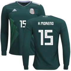 Mexico 2018 World Cup Home HECTOR MORENO 15 Long Sleeve Soccer Jersey Shirt