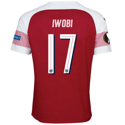 18-19 Arsenal Alex Iwobi 17 UEFA Europa Home Soccer Jersey Shirt