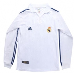 Long Sleeve Retro 01-02 Real Madrid Home Soccer Jersey Shirt