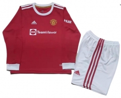Children Long Sleeve 21-22 Manchester United Home Soccer Kit