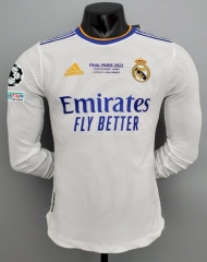 UCL Final Player Version Long Sleeve Shirt 21-22 Real Madrid Home Soccer Jersey