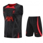 22-23 Liverpool Black Red Training Vest Shirt and Shorts