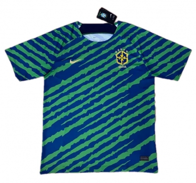 22-23 Brazil Green Navy Pre-Match Training Shirt