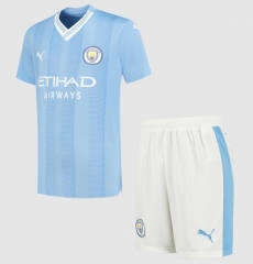 Children Kit 23-24 Manchester City Home Soccer Uniforms