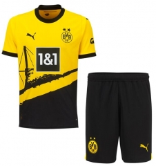 Children Kit 23-24 Borussia Dortmund Home Soccer Uniforms