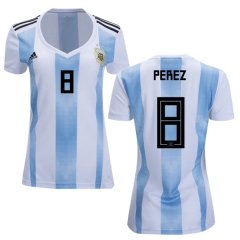 Women Argentina 2018 FIFA World Cup Home Enzo Perez #8 Jersey Shirt