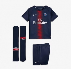 18-19 PSG Home Children Soccer Jersey Whole Kit Shirt + Shorts + Socks