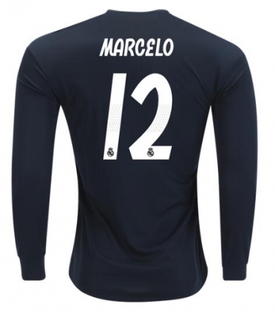 18-19 Marcelo Real Madrid Away Long Sleeve Soccer Jersey Shirt