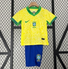 Children 2024 Copa America Brazil Home Soccer Kits