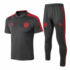 18-19 Bayern Munich Grey Polo + Pants Training Suit