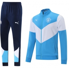 21-22 Manchester City Blue White Training Jacket and Pants