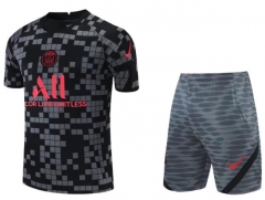 21-22 PSG Black Grey Training Shirt and Shorts