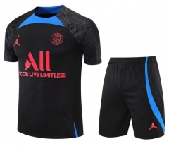 22-23 PSG Black Blue Training Shirt and Shorts