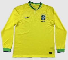 Long Sleeve Brazil 2022 World Cup Home Soccer Jersey Shirt