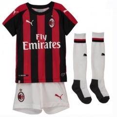 18-19 AC Milan Home Children Soccer Jersey Kit Shirt + Shorts + Socks Children