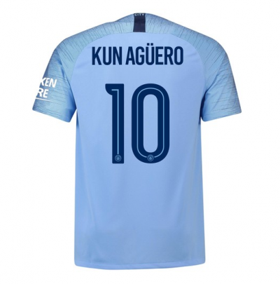 18-19 Manchester City Kun Agüero 10 UCL Home Soccer Jersey Shirt