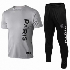 18-19 PSG Light Grey T-Shirt + Pants Training Suit