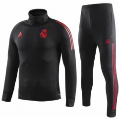 18-19 Real Madrid Champions League High Neck Black Training Suit (Sweatshirt+Trouser)