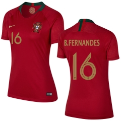 Women Portugal 2018 World Cup BRUNO FERNANDES 16 Home Soccer Jersey Shirt