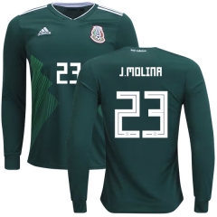 Mexico 2018 World Cup Home JESUS MOLINA 23 Long Sleeve Soccer Jersey Shirt