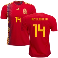 Spain 2018 World Cup CESAR AZPILICUETA 14 Home Soccer Jersey Shirt