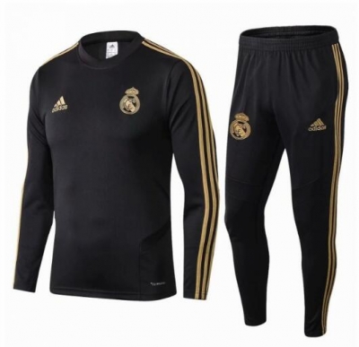 19-20 Real Madrid Black Training Suit (Sweatshirt + Pants)